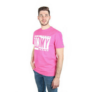 Tommy Hilfiger pánské růžové tričko s potiskem - XL (573)